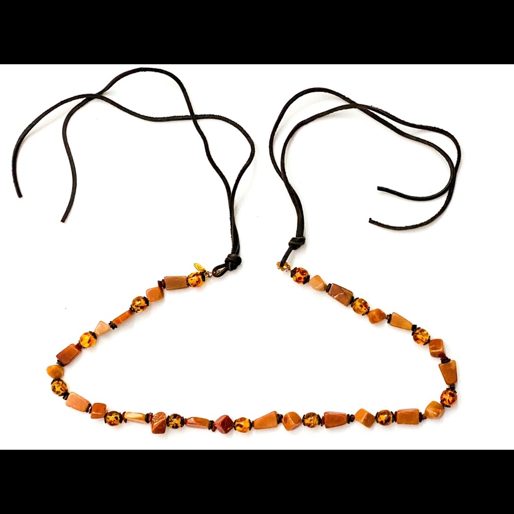 Vintage Natural Baltic Amber and Red Jasper Belt